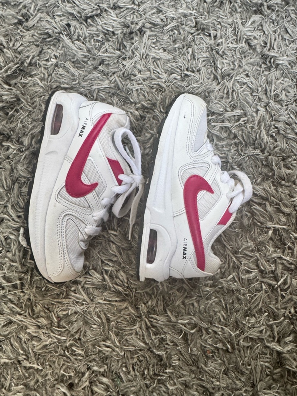Nike White Sneakers with Pink Swoosh